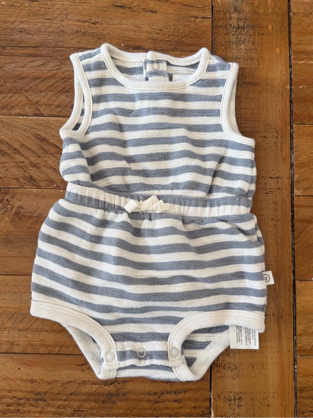 Carter's Little Planet Striped Sleeveless Romper in Gray and White